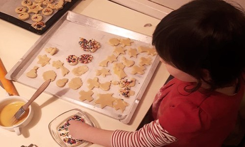 Baking Christmas cookies group 1