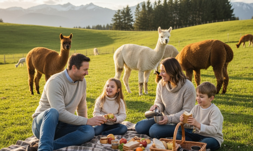 Picknick inmitten Alpakas