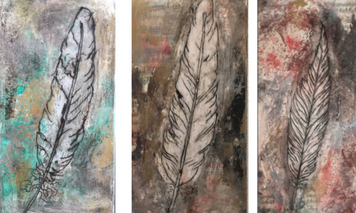 Kunstwerke mit Collage und Wachs