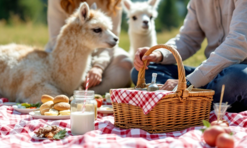 Picknick inmitten Alpakas