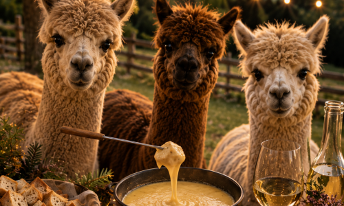 Fondue inmitten Alpakas Fr&auml;schels, FR